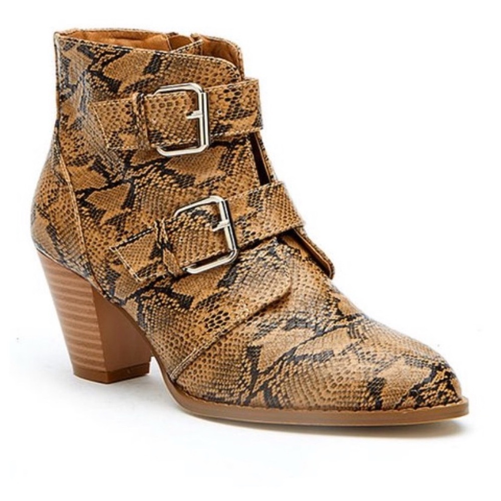 Coconuts By Matisse Helga Snake Print Booties 6.5 - image 1